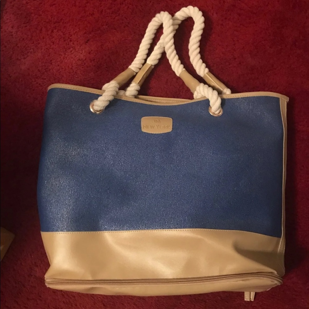 JM New York nautical Beach tote with cooler
